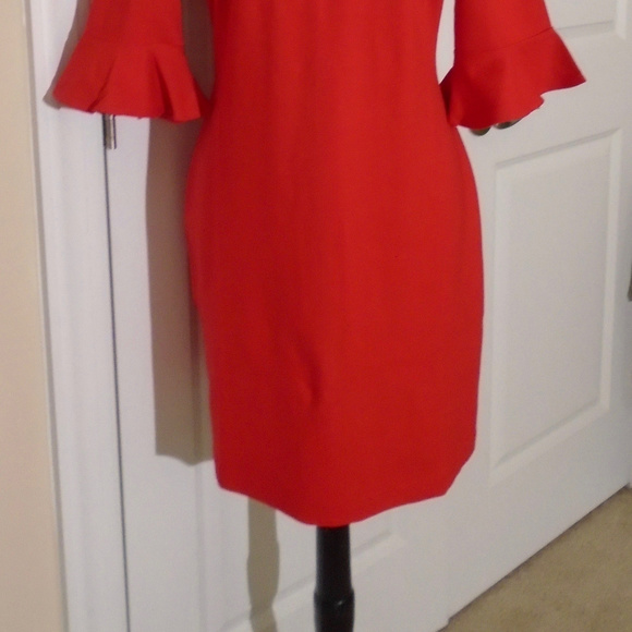 BANANA REPUBLIC Ponte Flutter-Sleeve Dress 10P RED - Picture 4 of 8